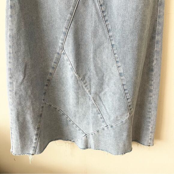 IToo Fashion Maxi Denim Skirt A-line Patchwork Design Women’s size XS Light Blue - Picture 2 of 9